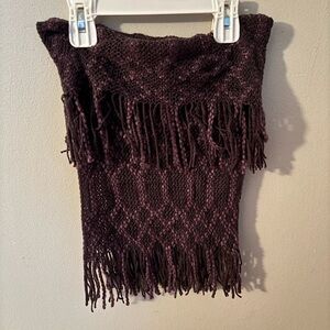 Purple Knit Fringe Scarf